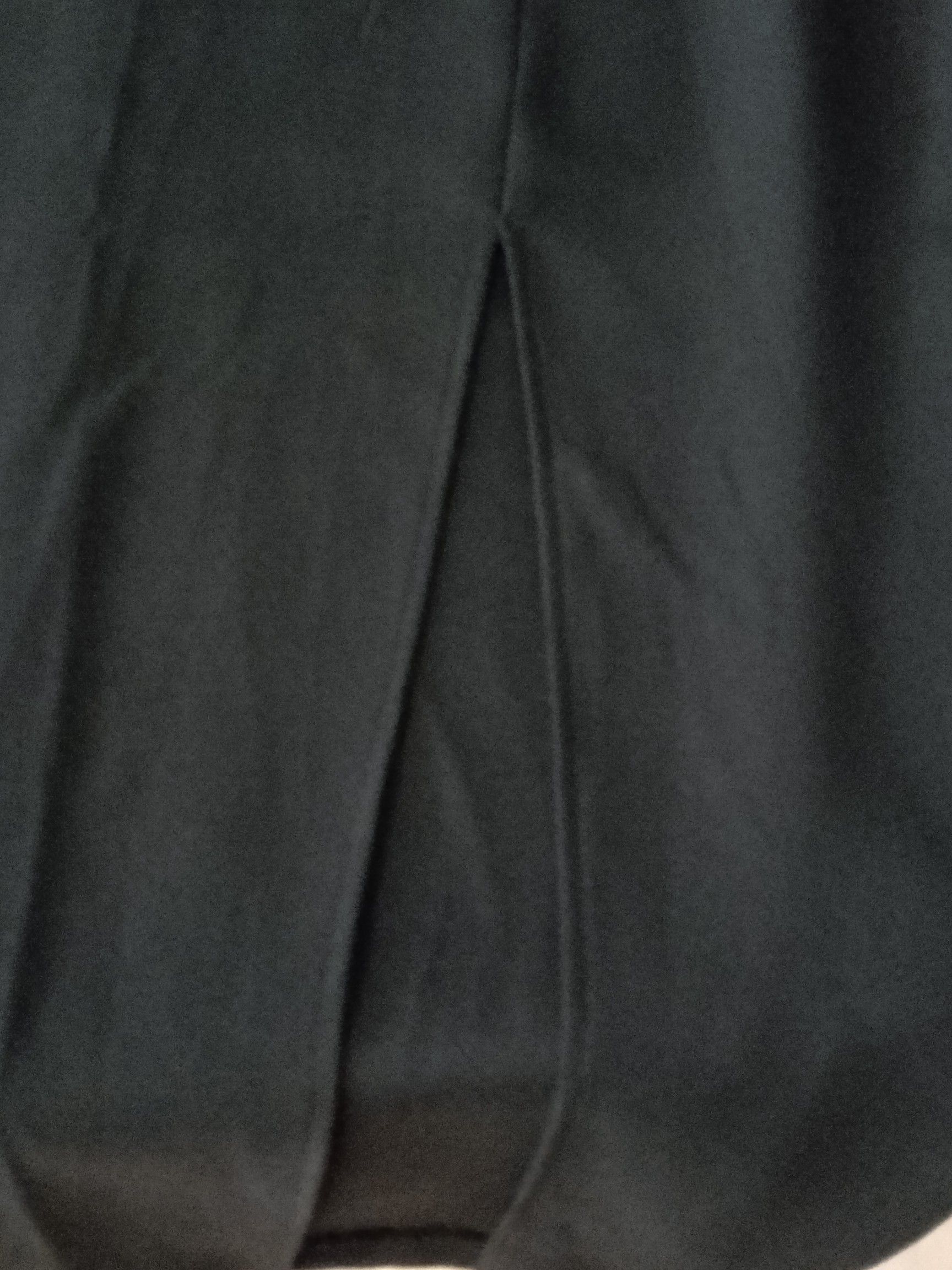 Anthony Mark Hankins Black Elastic Waist Split Front Plain Midi Pencil Skirt Size 12