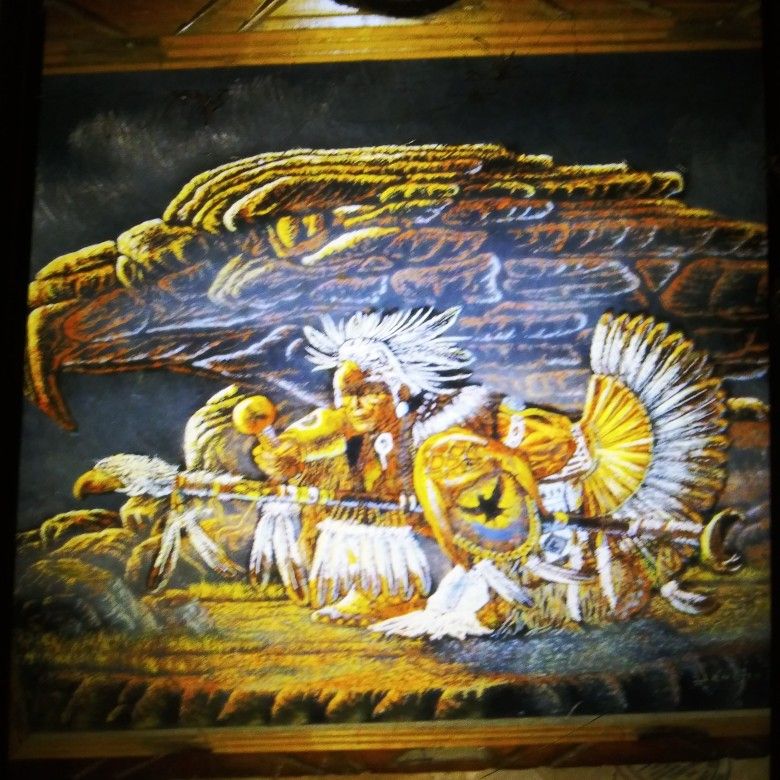 Vintage Velvet Native American Paintings 100