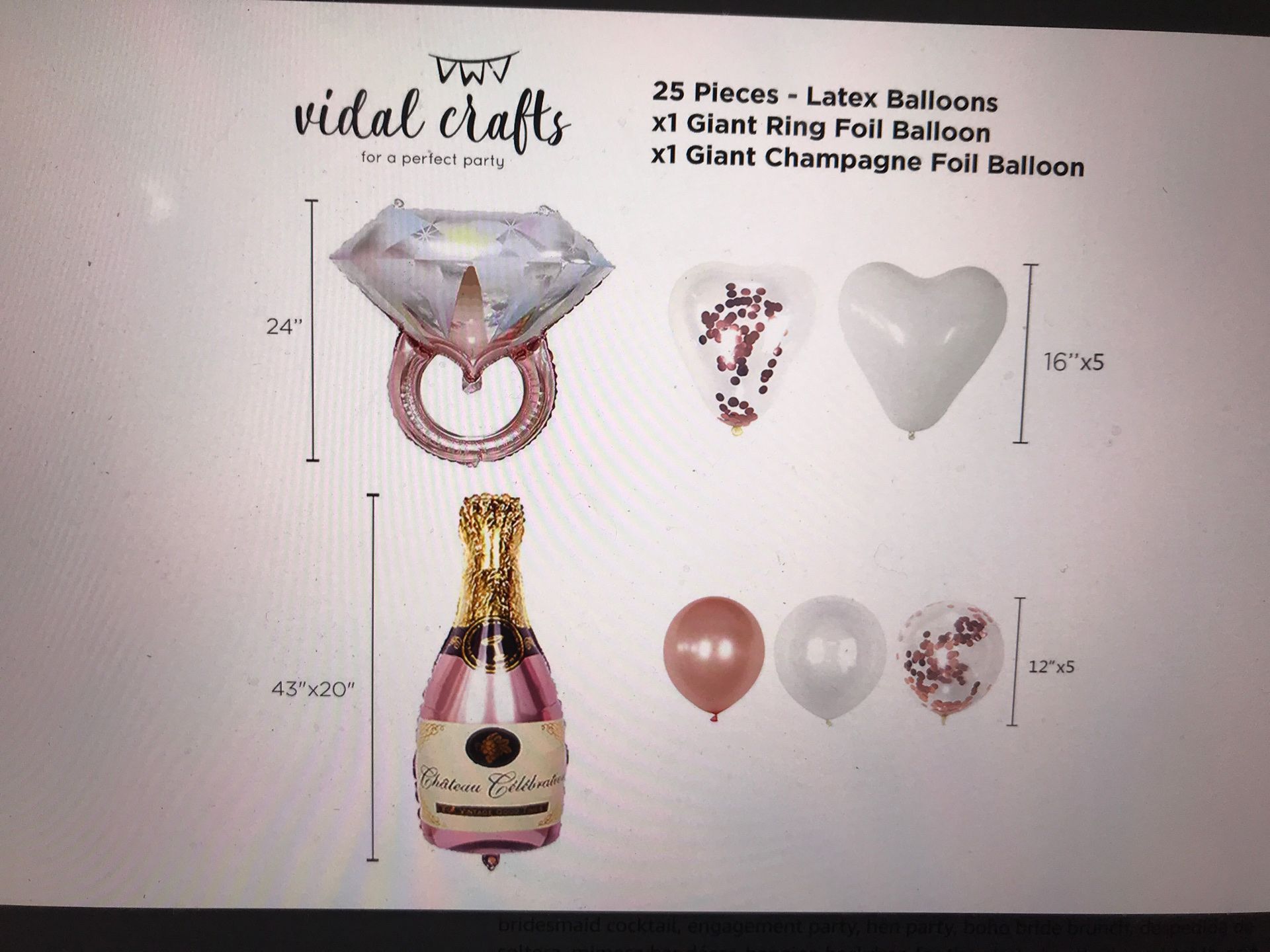 Birthday Bridal Wedding Party Decorations balloons confetti rose gold party supplies decorations