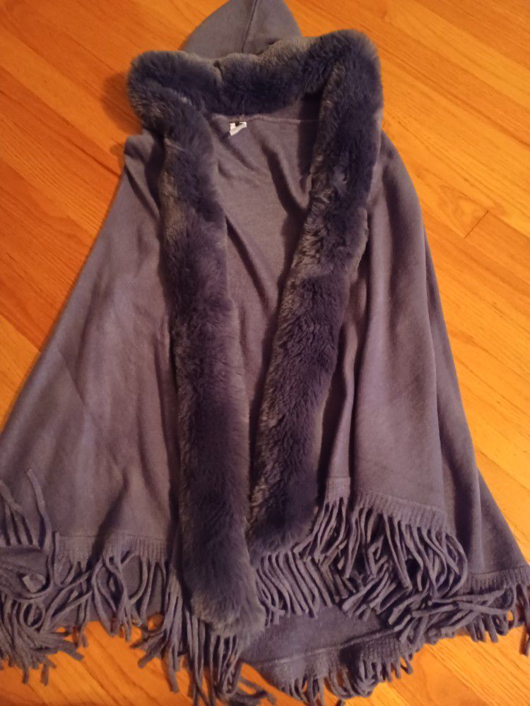 Women's Gray Fur Vest Cape Onexsize
