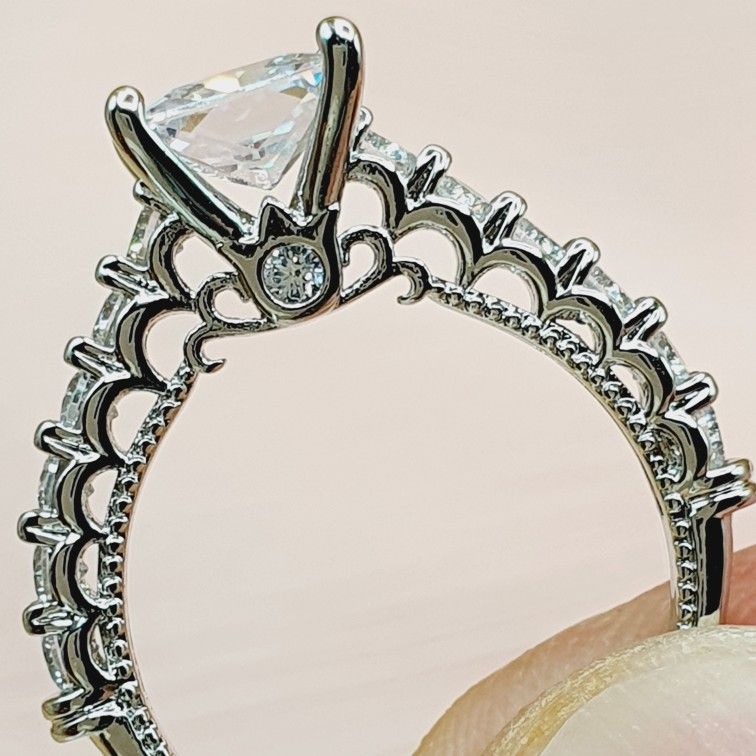 "Beauty Pure Square Zircon Princess Cut Romantic Rings for Women, PD494