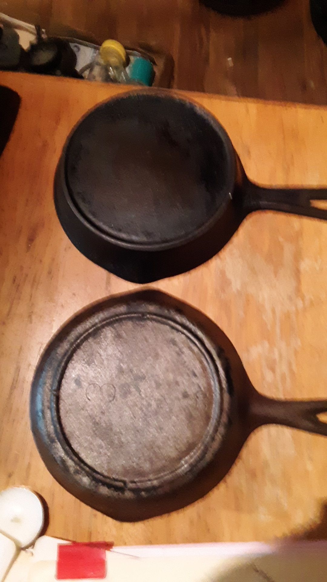 Vintage number 3 cast iron frying pans