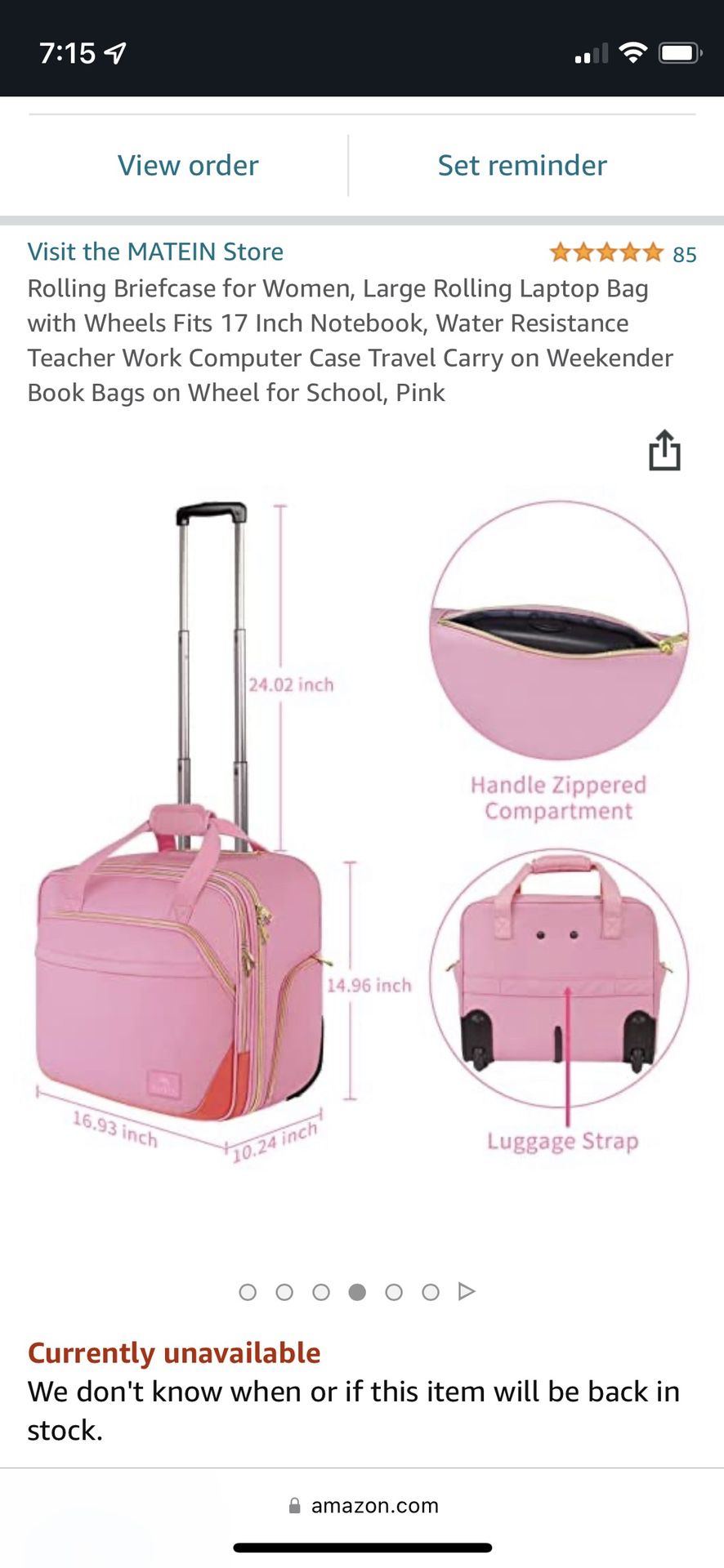 PINK LARGE ROLL Briefcase For Work/Travel