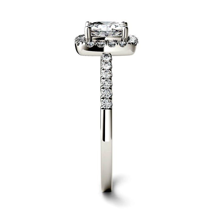 1 3/8 Ct. Mossianite Halo Ring In 14K White Gold