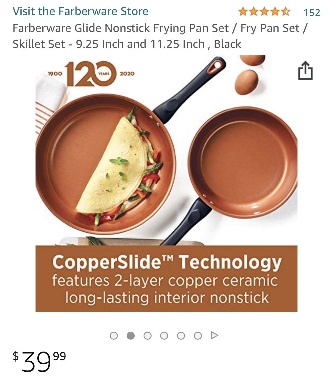 9.25" & 11.25" Copper Ceramic Nonstick Frying Pan Set