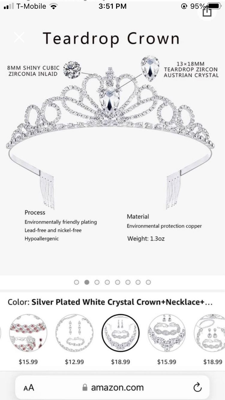 Women's Jewelry Set Rhinestone Crystal Bride Statement Choker Necklace Tiara Crown Link Bangle Brace