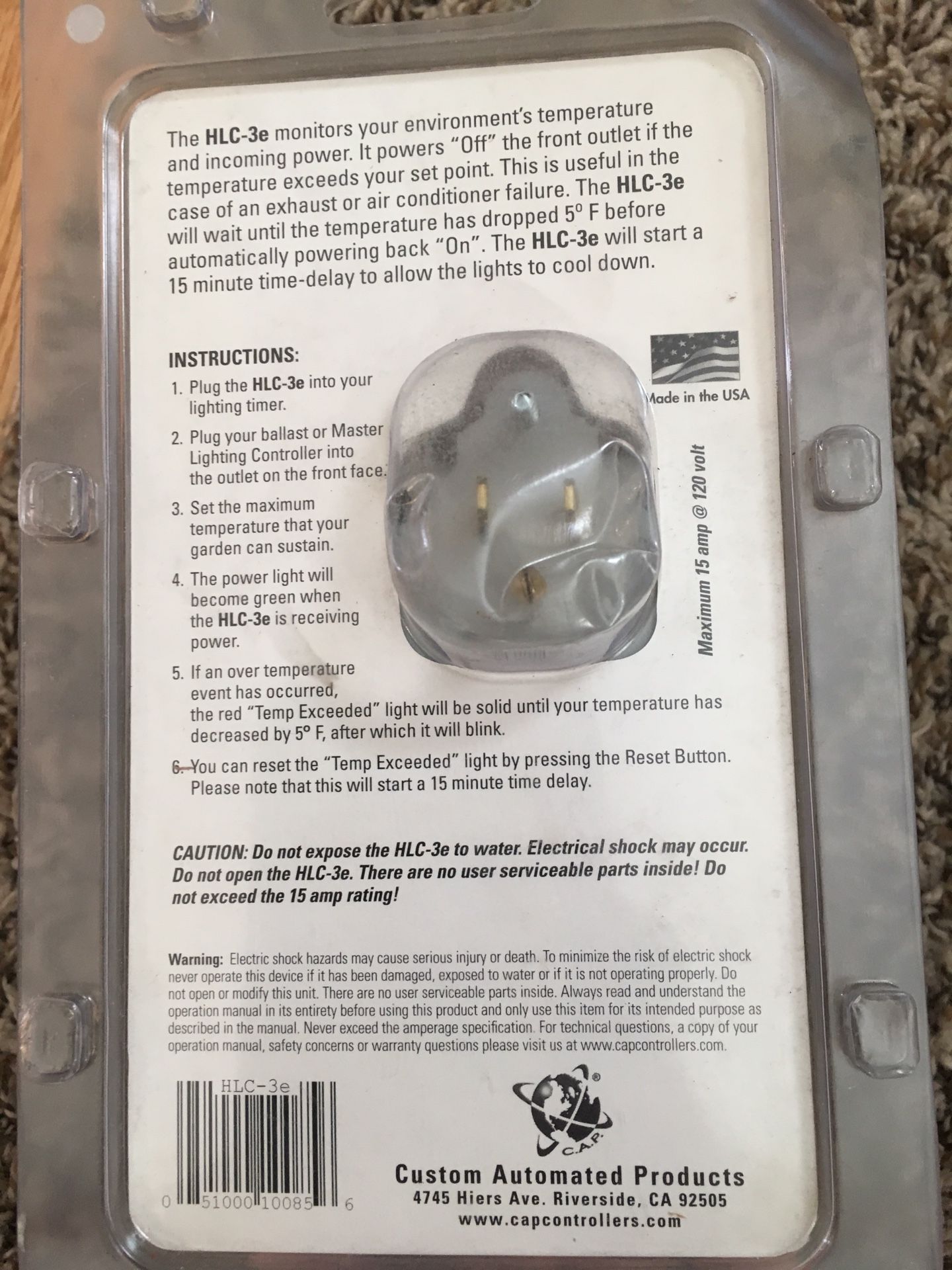 HLC-3e High Temp Shutdown with 15 minute on Delay controller
