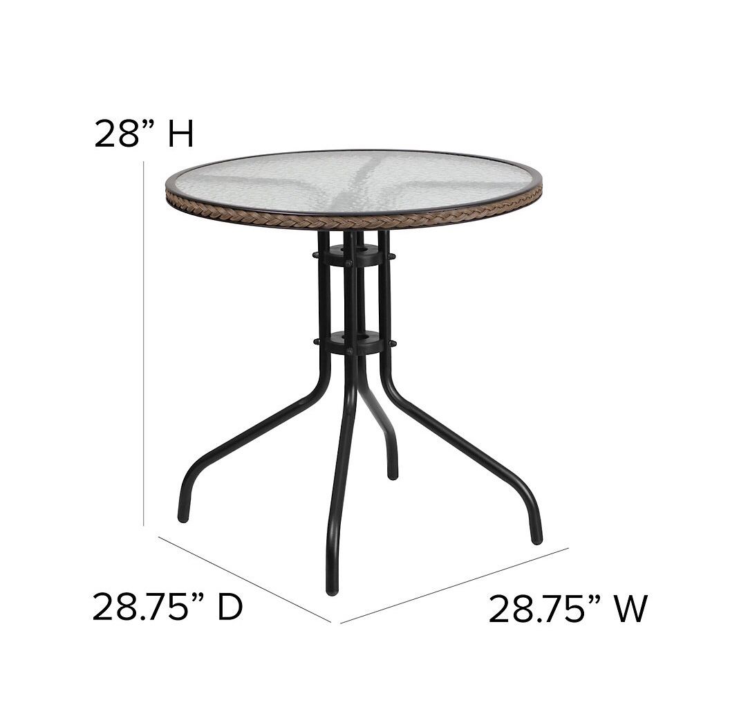 Flash Furniture 28-in. Round Rattan Edge Patio Table
