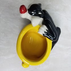 Sylvester & Tweety Bird Looney Tunes 7" vintage Flower Pot Planter Ceramic  Thumbnail