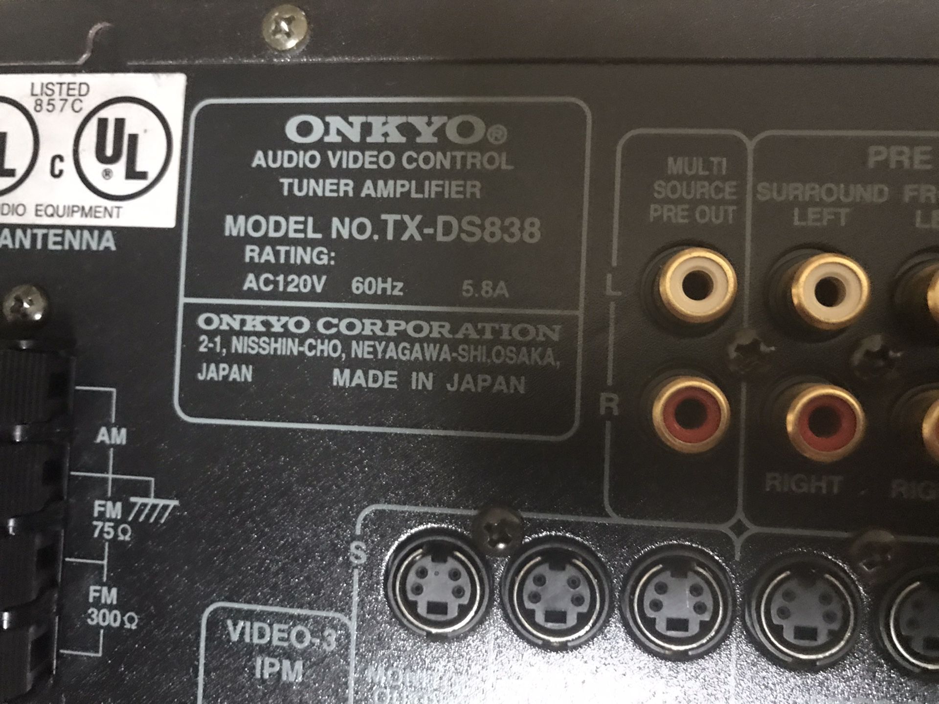 Onkyo Receiver with Bluetooth
