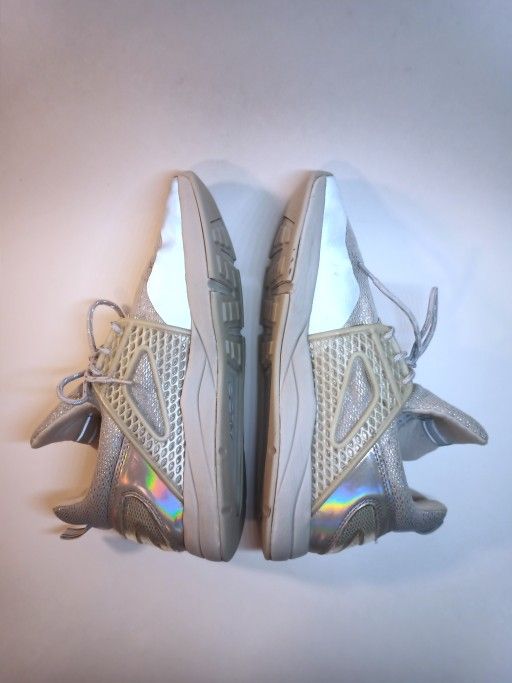 ALDO Holographic Reflective Silver Lace Up Athletic Walking Shoes Sneakers sz 8