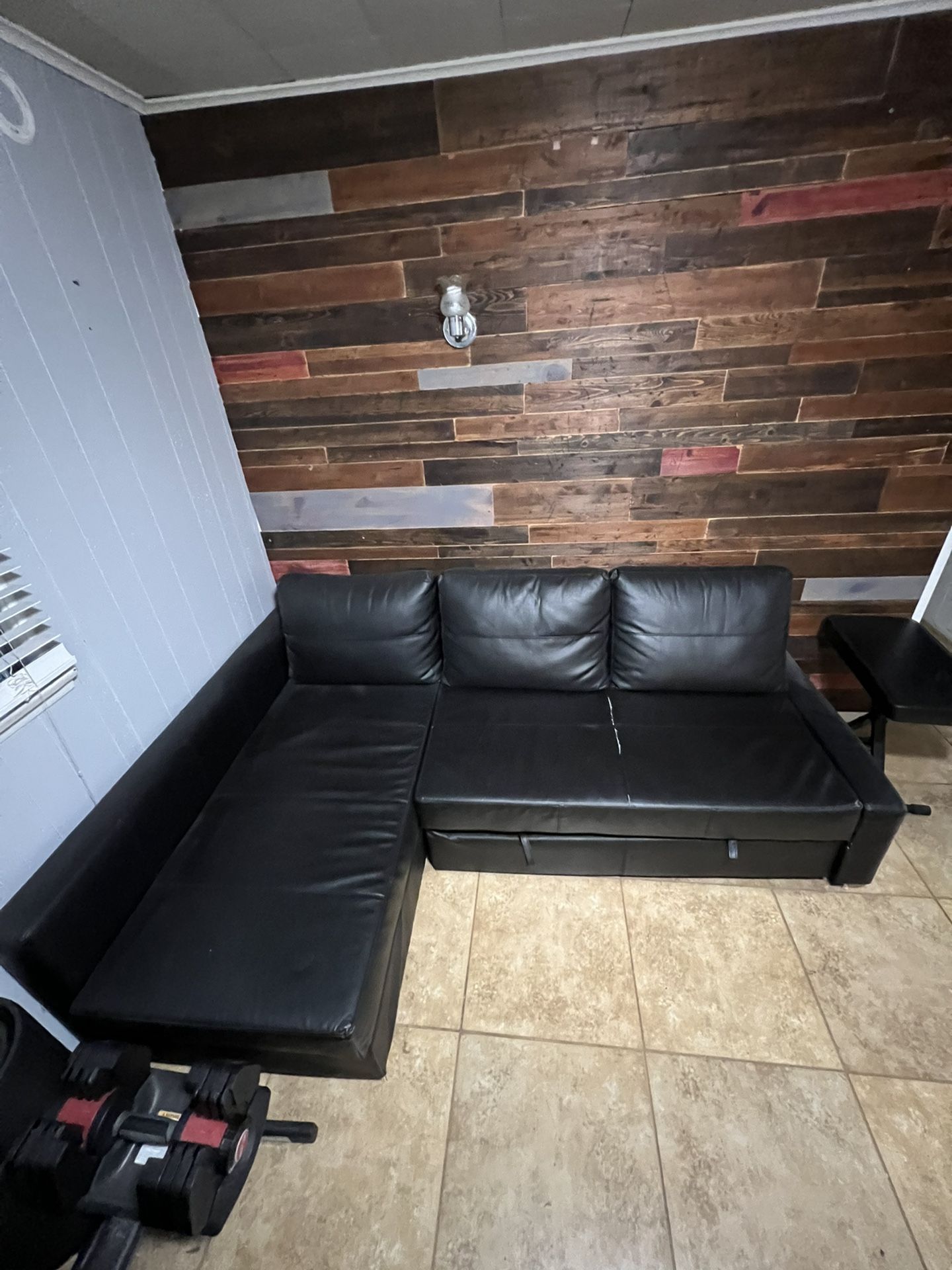 Black leather couch- $100 OBO