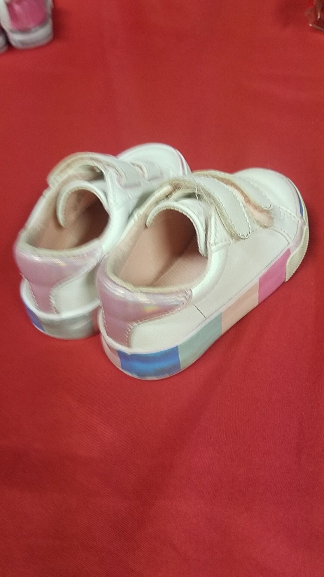 Pointed toe white pleather sneakers size 6