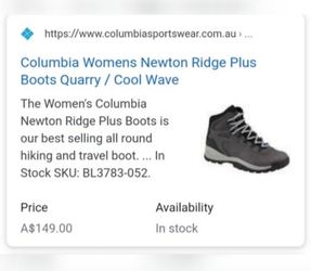 Womans Columbia Newton Ridge Plus Women's hiking boots *Never Worn* Thumbnail