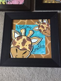 Monkey giraffe zebra Nursery pictures art decor Thumbnail