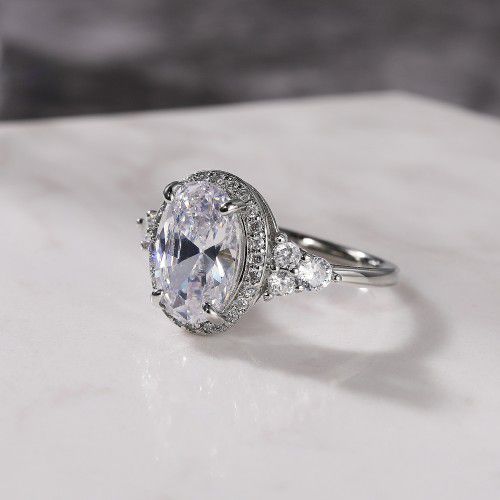 Beautiful Noble Oval Pure CZ Macro Pave Silver Wedding Luxury Rings, K936
 
  