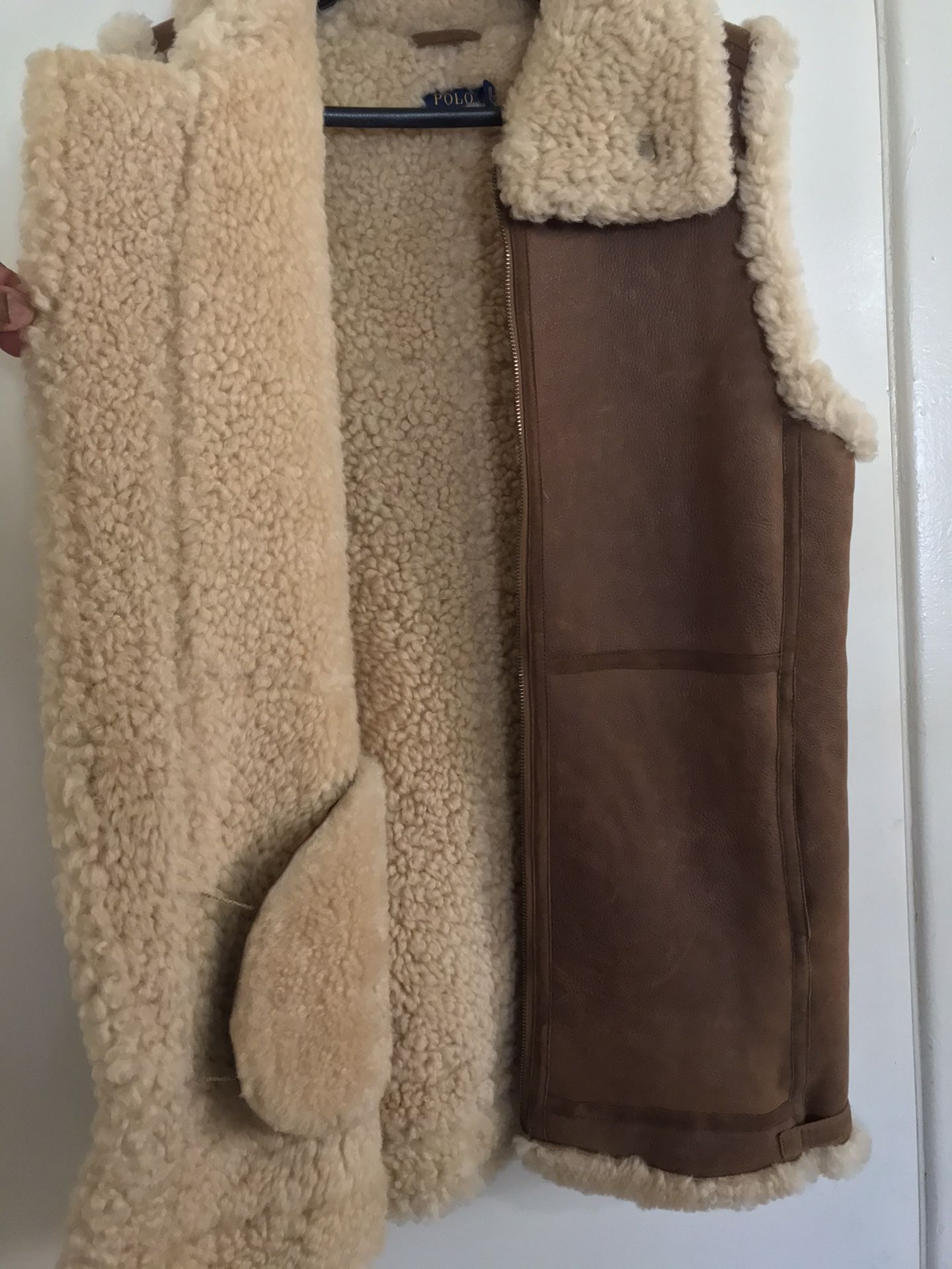 Polo 🐎 Ralph Lauren 🇺🇸 Fur & Leather Vest Sz Medium