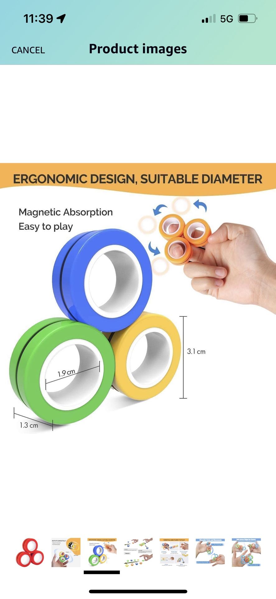 AHEYE Fidget Toys - Finger Magnetic Rings, Fidget Ring Spins for Adult Fidget Magnets Spinner Rings & Anxiety Relief Therapy, Fidget Pack Great Gift f
