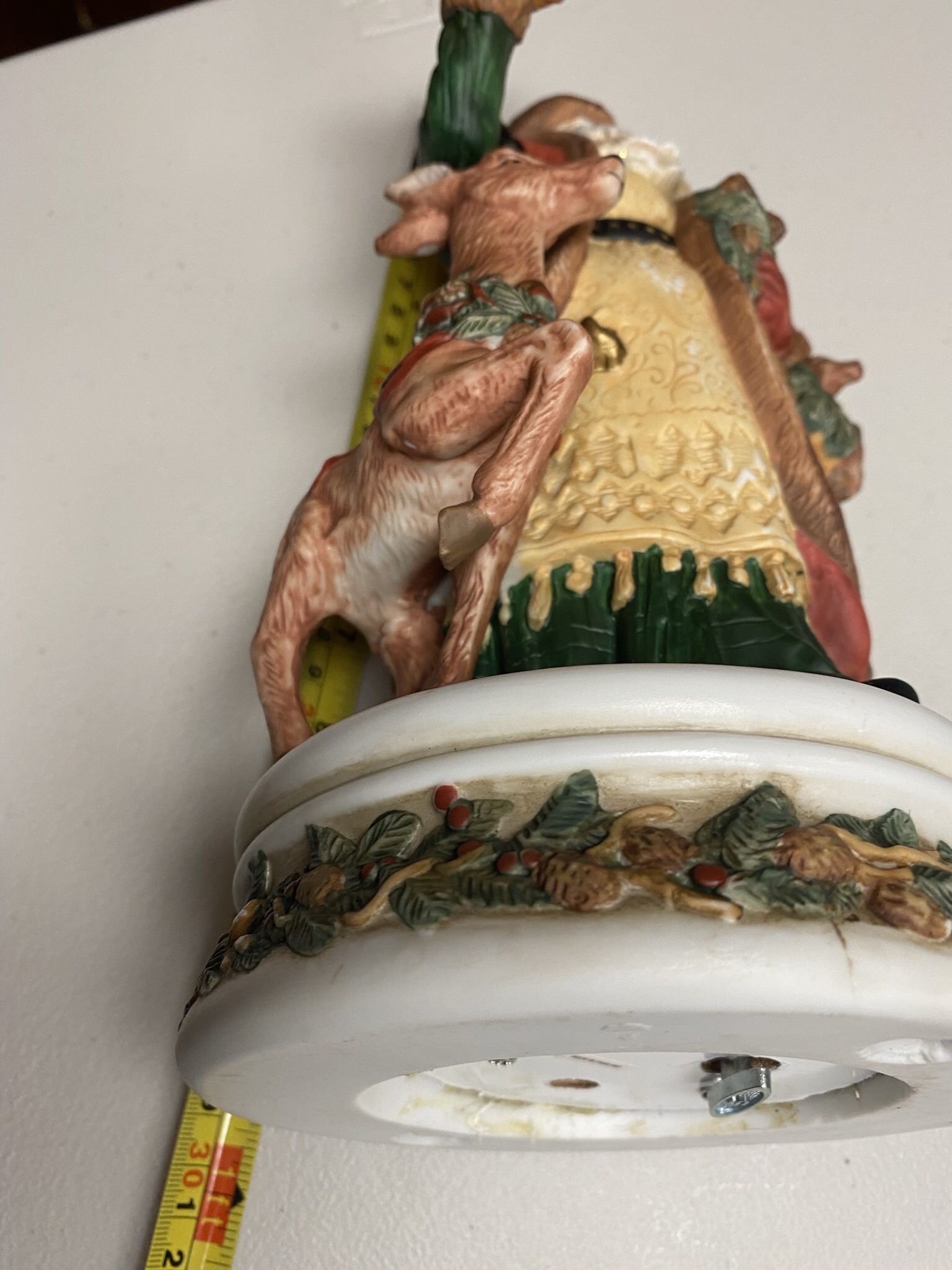Vintage Musical Old World Santa Figurine with and Deers