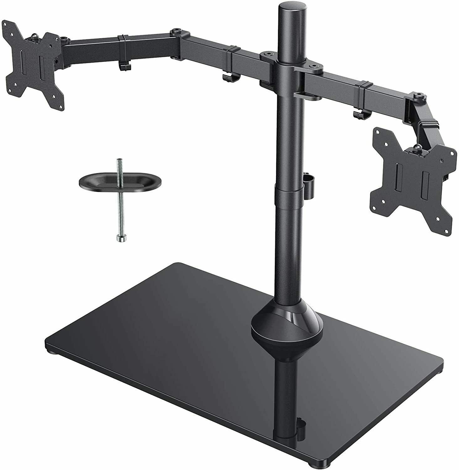 Dual Monitor Stand for 13” to 27” Screens,Free Standing Adjustable Monitor Mount