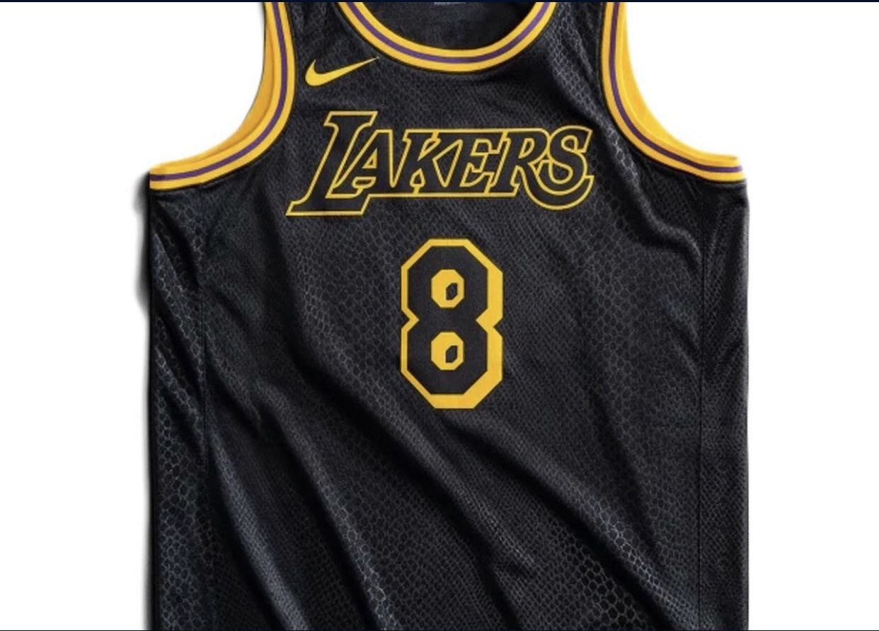 BRAND NEW KIDS YOUTH MEDIUM LOS ANGELES LAKERS KOBE BRYANT BLACK MAMBA CITY JERSEY NIKE