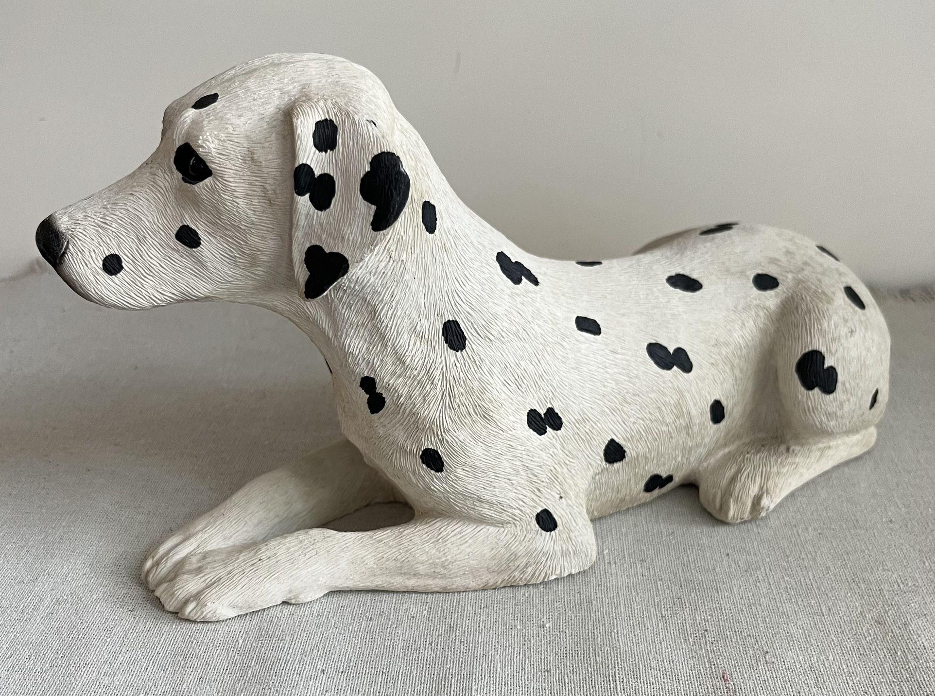 Vintage 1986 Dalmatian Dog Sandicast Sculpture Handpainted & Signed Sandra Brue