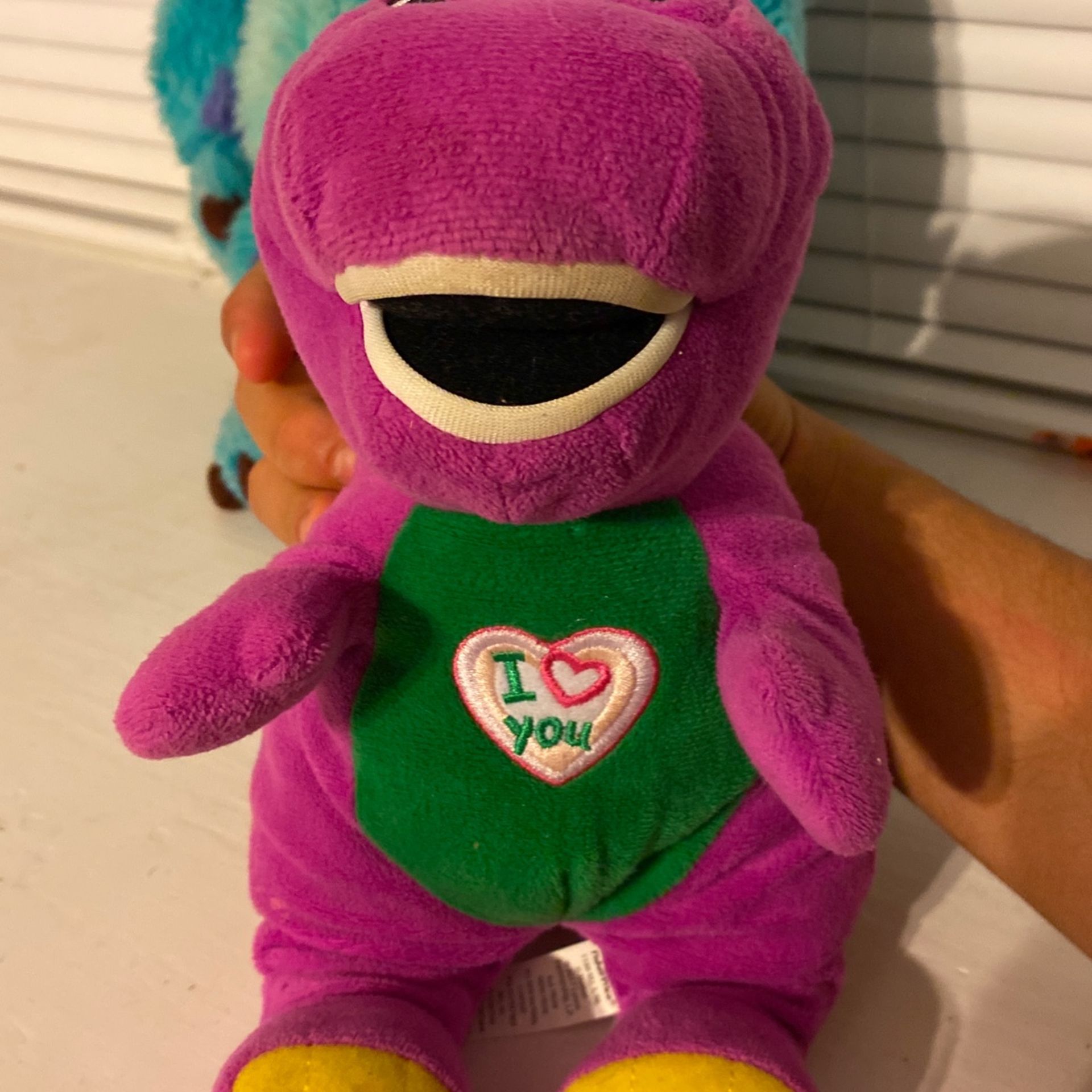 Monster Inc And Barney Plushies