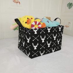 2pack  Rectangle Toy Bin Waterproof storage organizer for Nursery Hamper Home decor Closet Kids Bedroom Laundry Baby Gift Shelf Baskets(Deer) Thumbnail
