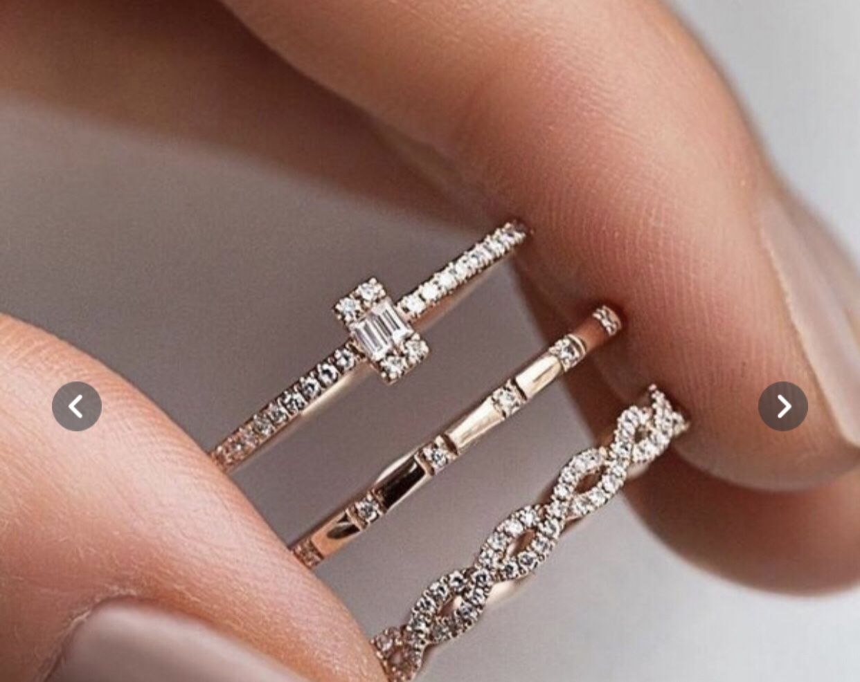 3pes Ring Set 925 Sterling Silver White Rose Gold Plated Wading And Engagement Ring Size 8