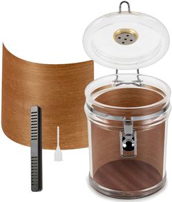 Acrylic Humidor Jar with Humidifier and Hygrometer (Clear) Thumbnail