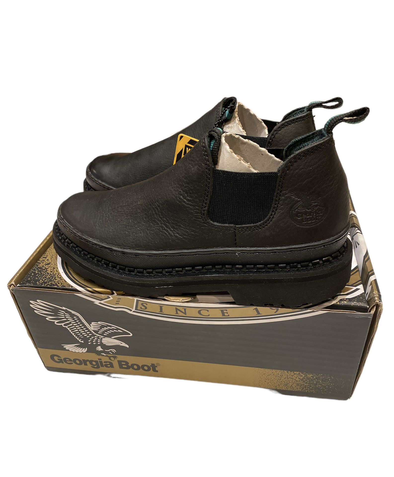 NEW with Box Georgia Giant Mens Black Romeo Steel Toe Work Boot Size 7.5M