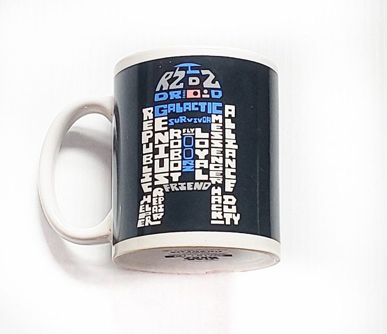 Star Wars Storm Trooper/ R2-D2 Word Collage Coffee or Tea 12oz. Ceramic Mug/Cup.