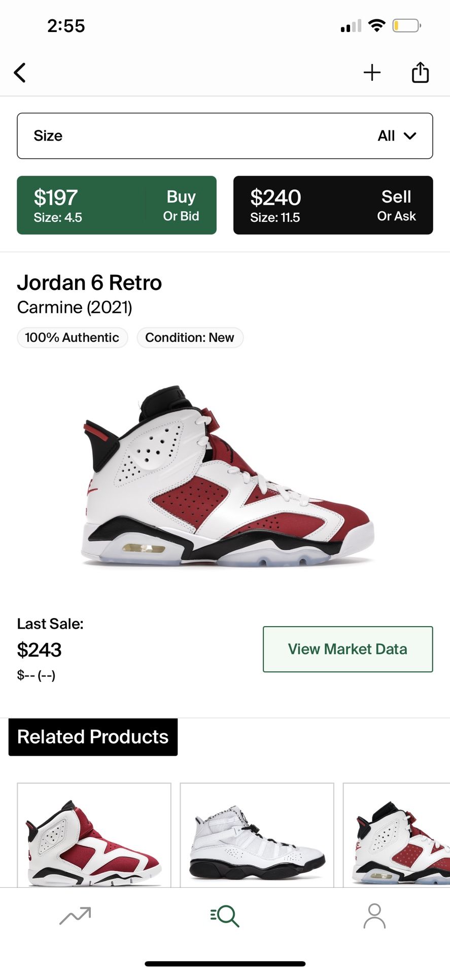 Carmine 6 Retro Jordan Size 12 And 14