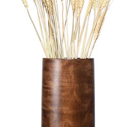 Handmade 10" Mango Decorative Brown Tapered Barrel Faux Flowers, Branches or Bud Vase | Eco-Friendly and Sustainable Wood Thumbnail