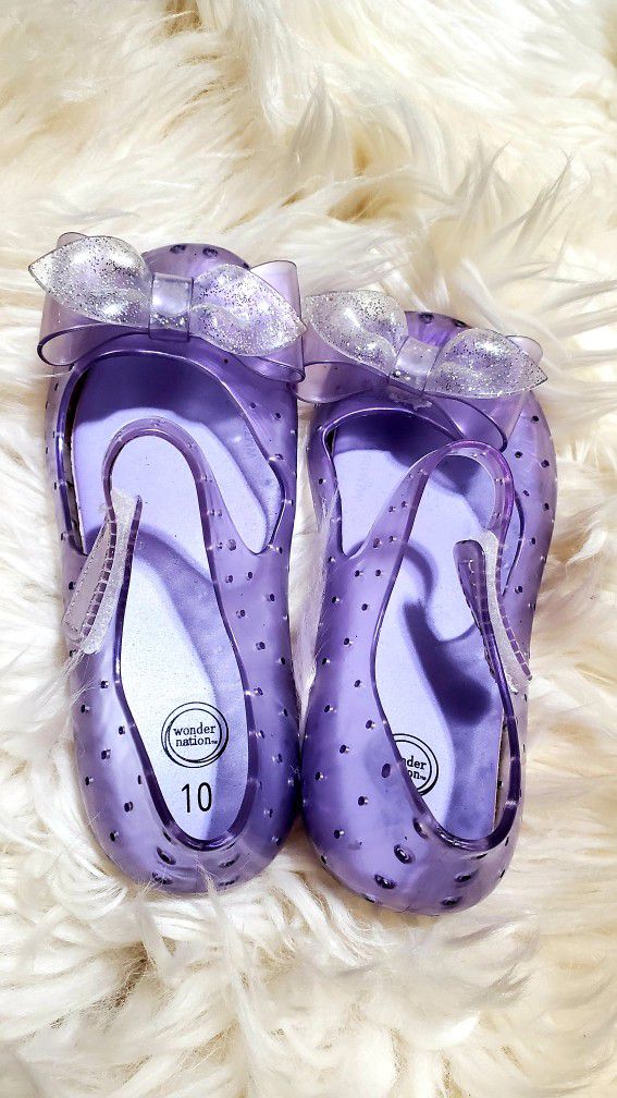 Cute PURPLE Mary Jane Jelly Girls Shoes Size 10