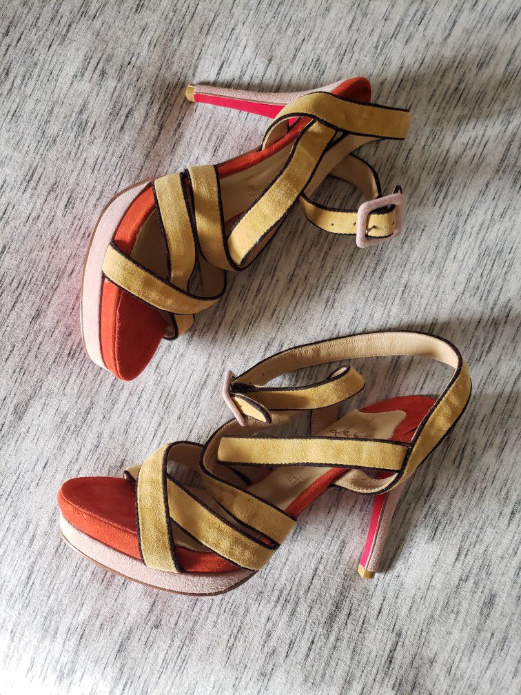 Christian Louboutin Multicolor Strappy Suede Sandals