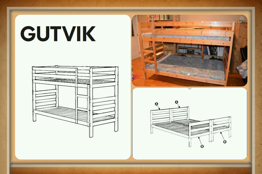 Ikea Gutvik Solid Wood Twin Bunk Bed In, Ikea Futon Bunk Bed Assembly Instructions