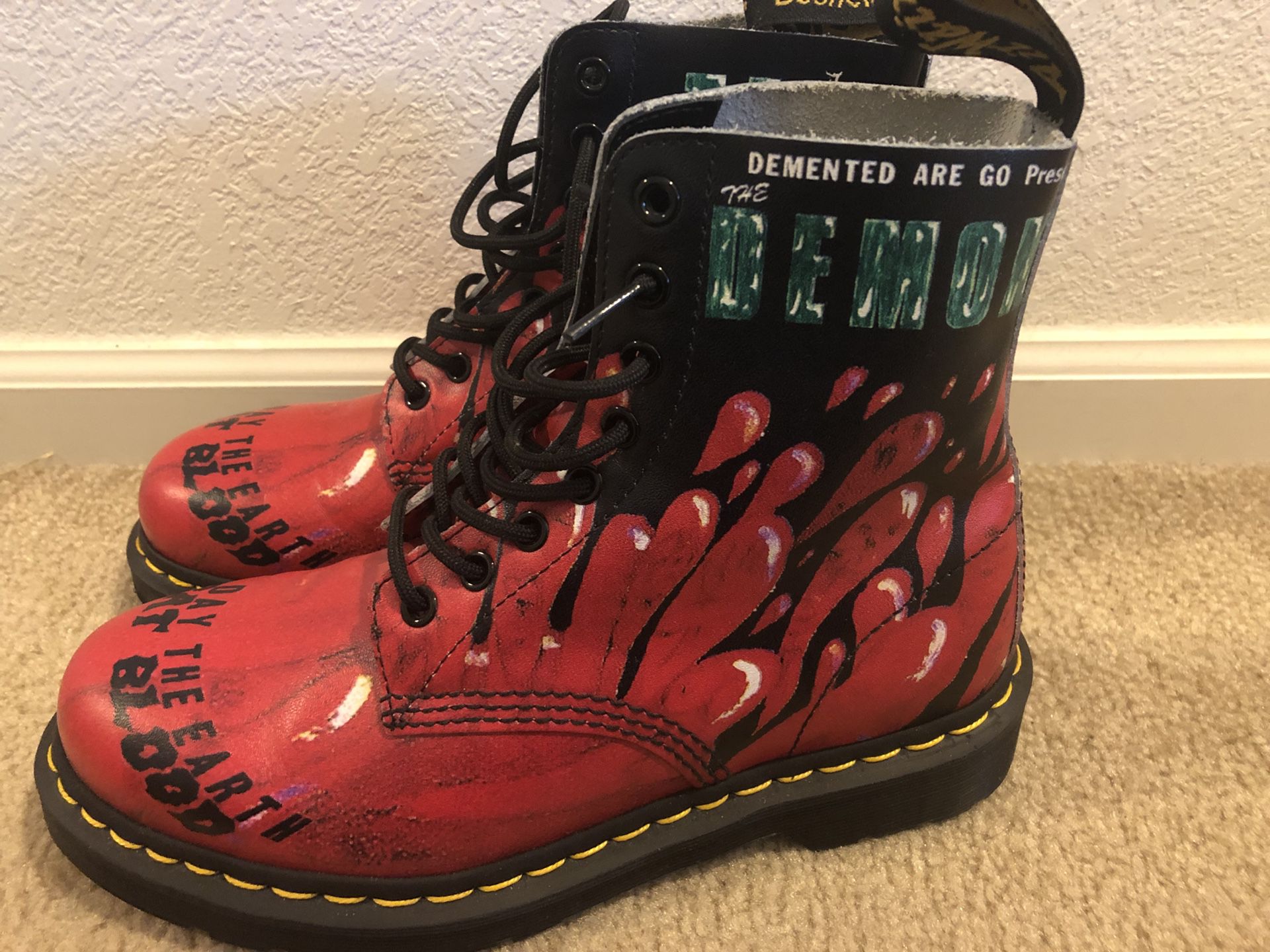 Dr Martens Pascal Demented Are Go The Day The Earth Spat Blood Leather Size 7
