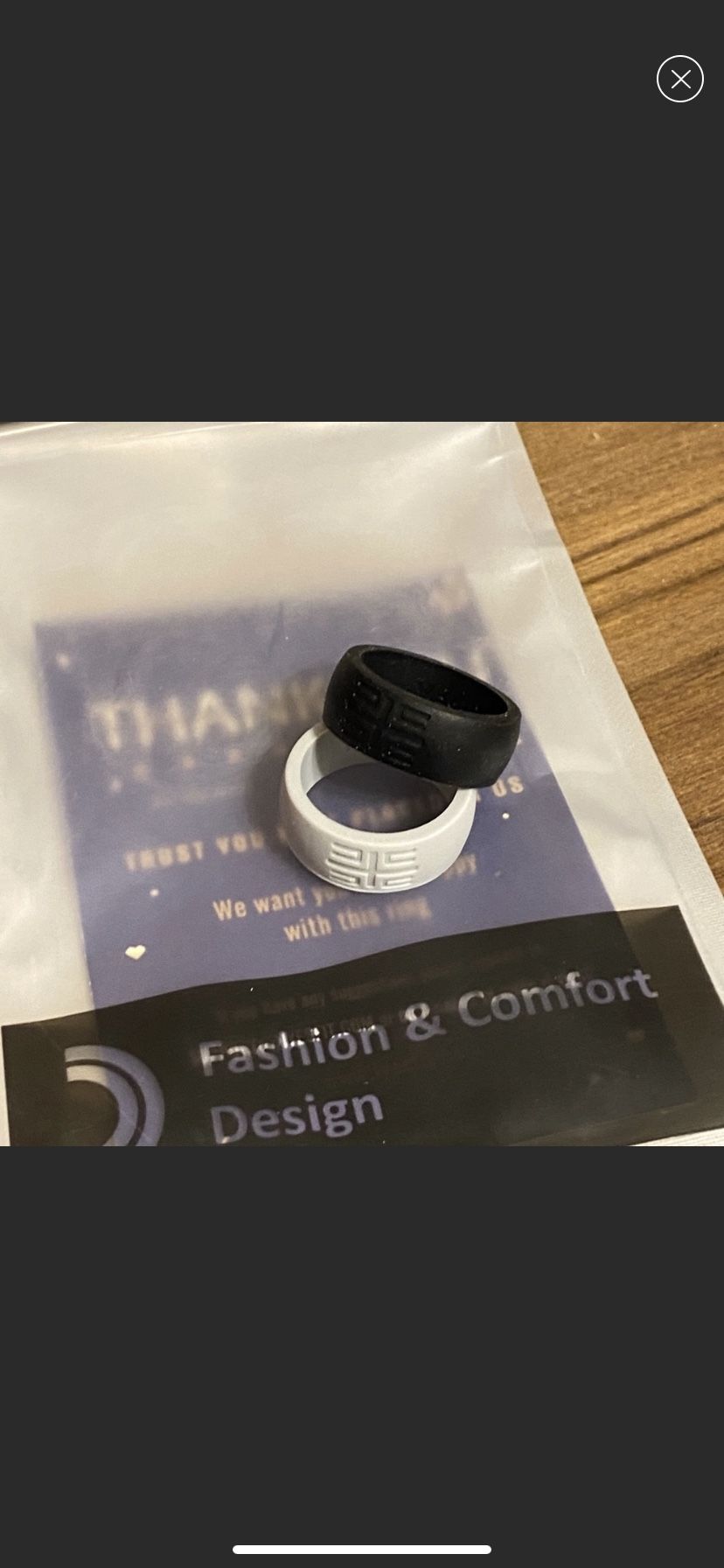 Pair of silicone comfort wedding bands gray black Size 10