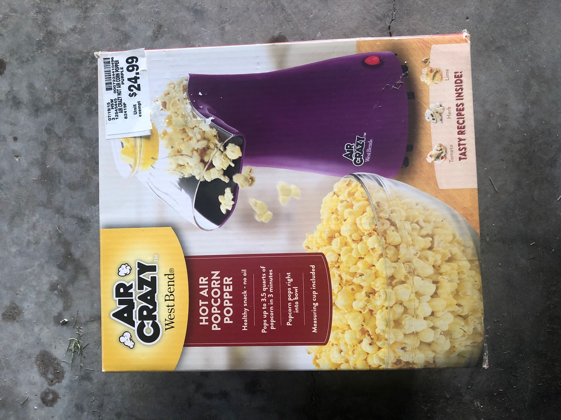 Hot air popcorn popper