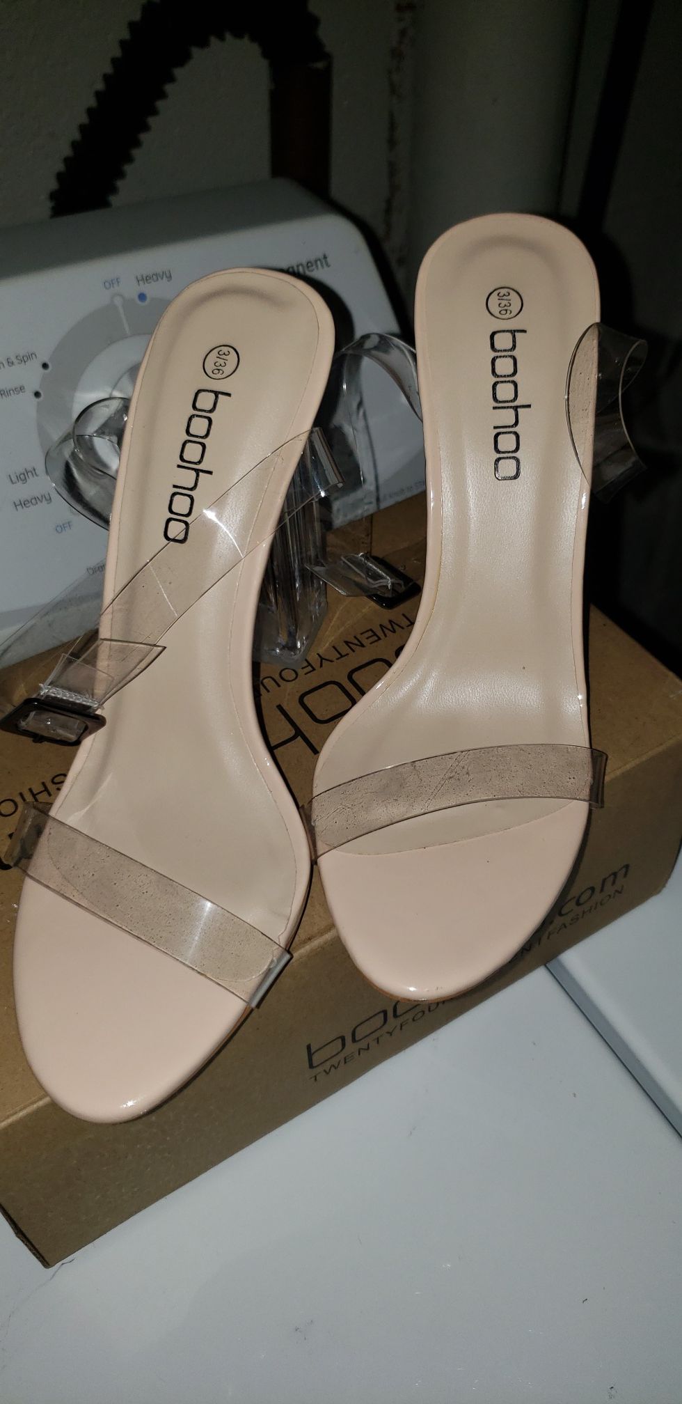 Clear two part block heels