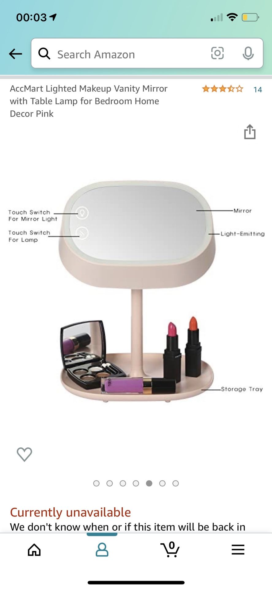 Makeup mirror adjustable LED Pink