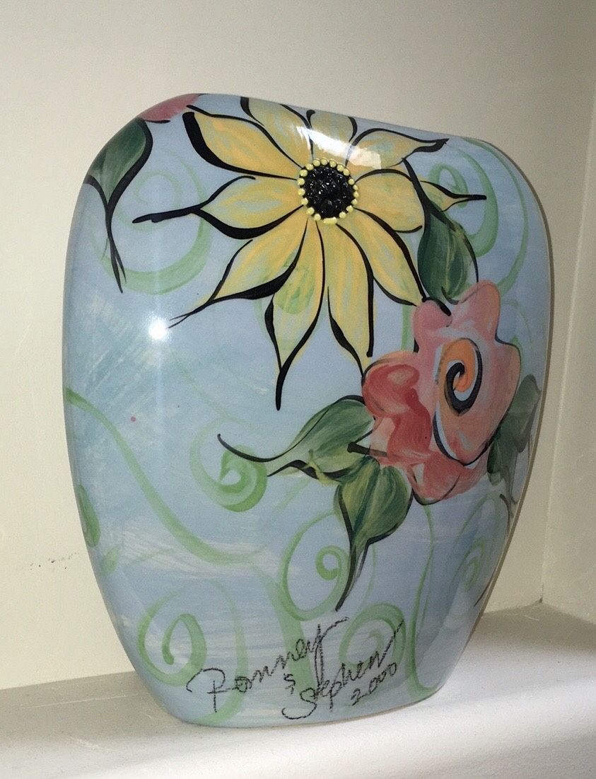 Hand Painted Ceramic Vase By Alaskan Artists