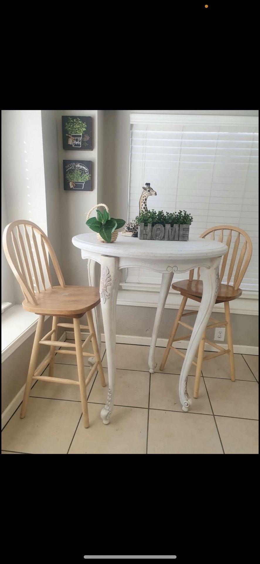 Bistro Table With Two Swivel Chairs