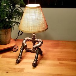 Industrial steel "person sitting" desk table lamp Thumbnail