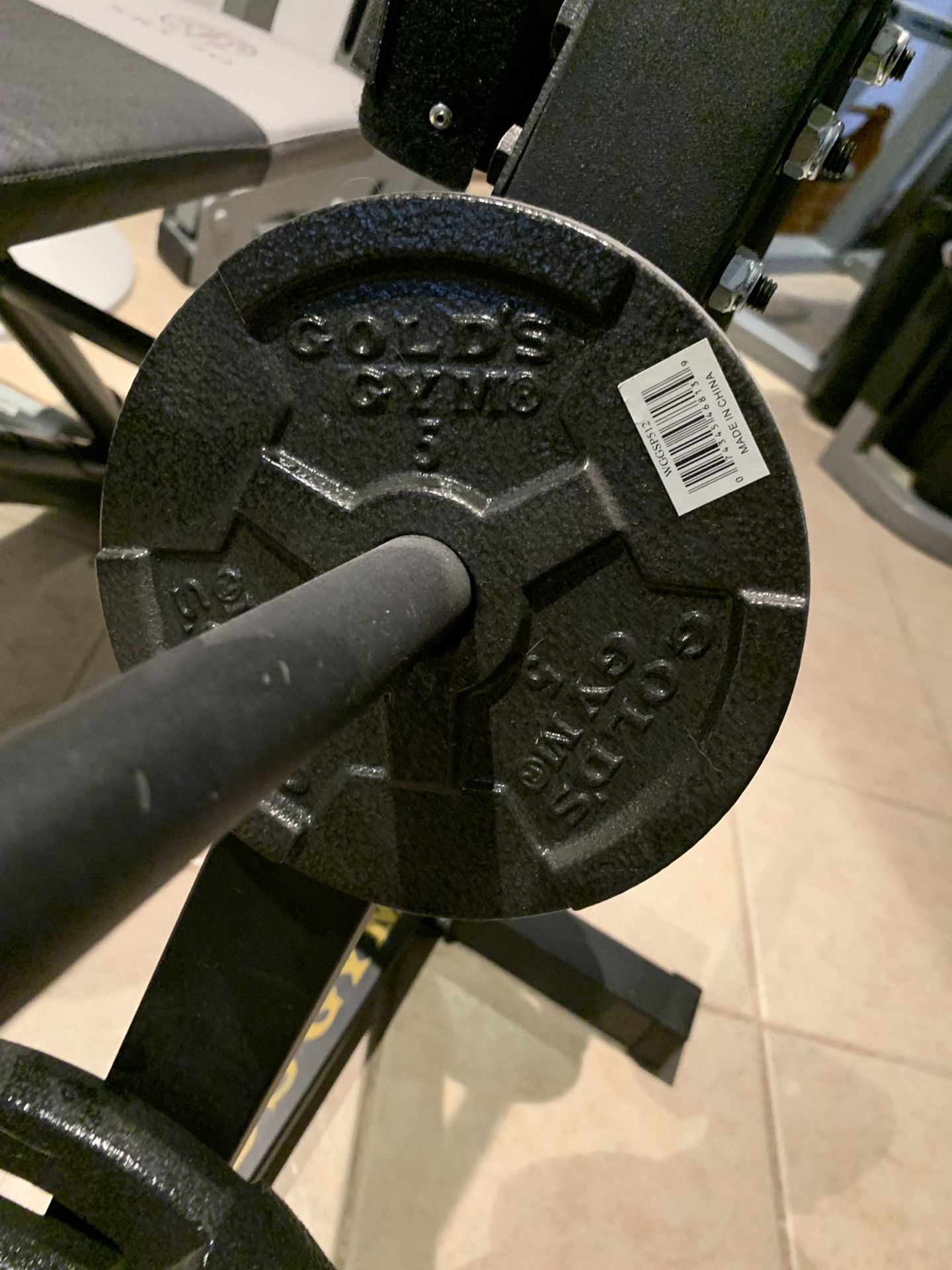 Weight Bench Storage Rack And Plates Like New Golds Gym Brand