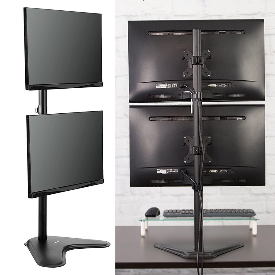 Brand New $10 VIVO Dual Monitor Desk Stand Mount Vertical Position Screens up to 30”
