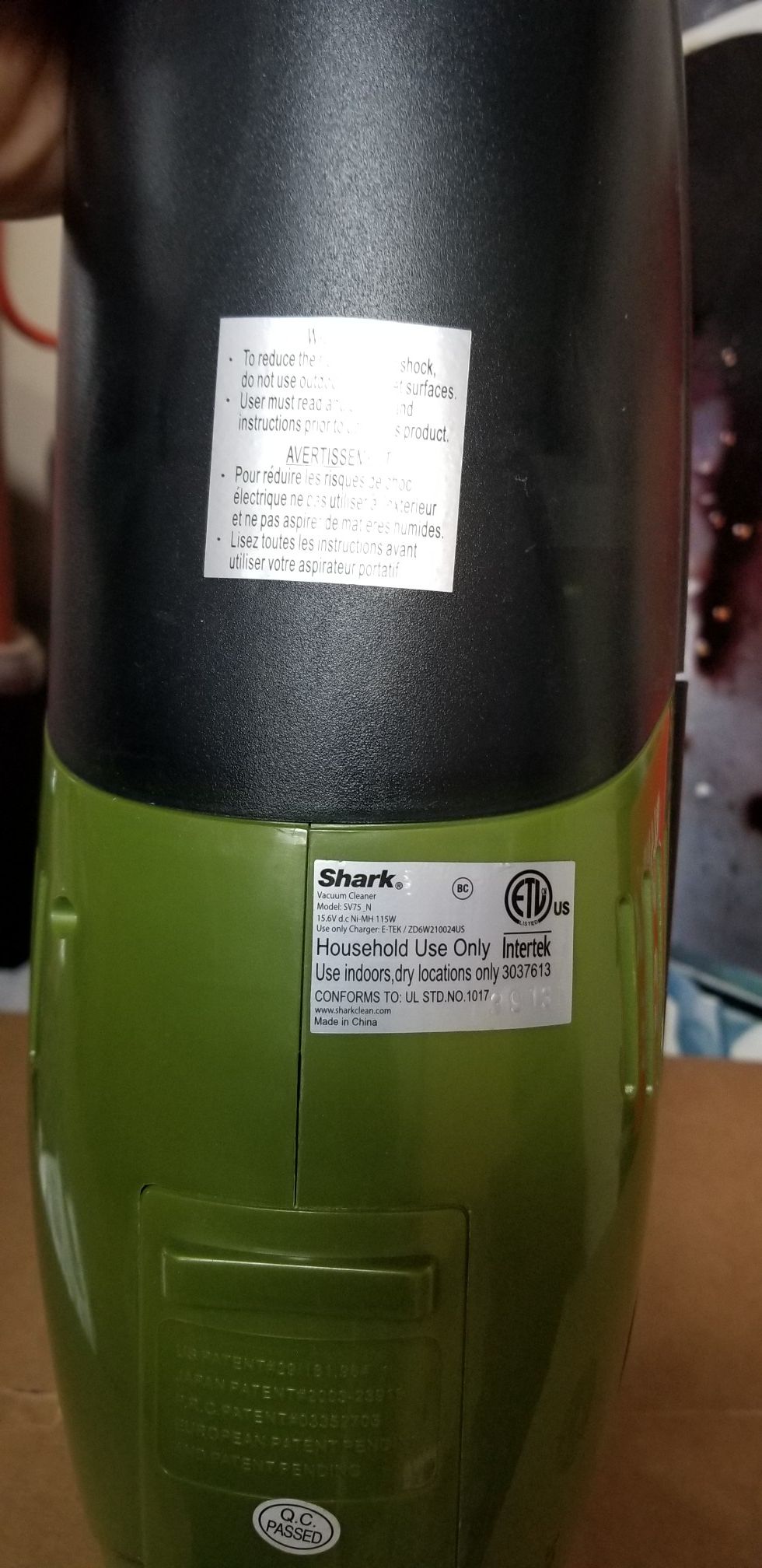 Shark vacuum modal sv75n