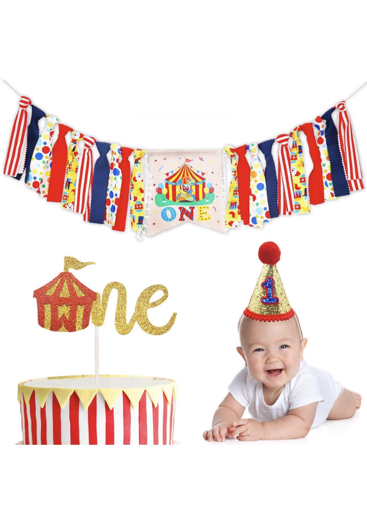 Circus Carnival Theme 1st Birthday Decorations Kit 