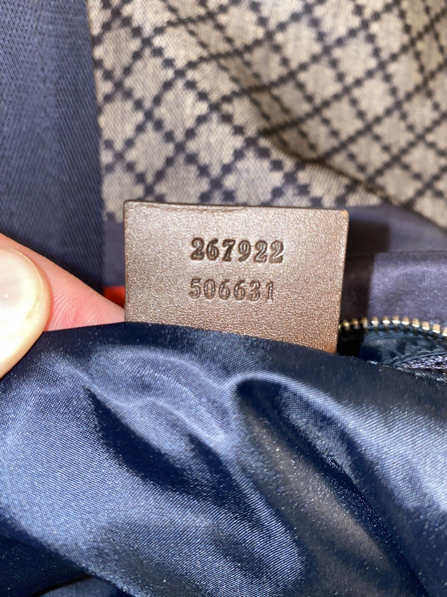Gucci Unisex Blue Nylon Diamante Travel Tote Handbag {contact info removed}